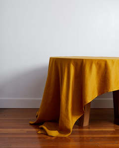 Tablecloths: Turmeric 100% French Flax Linen Tablecloth