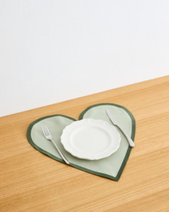 Placemats: Sage & Olive 100% French Flax Linen Heart Placemats (Set of Two)