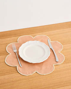 Placemats: Terracotta & Limoncello 100% French Flax Linen Petal Placemats (Set of Four)