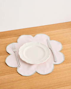 Placemats: Rosewater & Sage 100% French Flax Linen Petal Placemats (Set of Four)