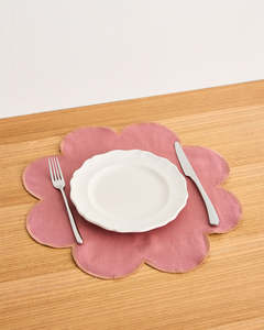 Placemats: Pink Clay & Hazelnut 100% French Flax Linen Petal Placemats (Set of Four)