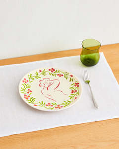 Plates Cutlery: Liv & Dom x Bed Threads 'Pink Anemone' Ceramic Dinner Plate