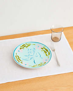 Plates Cutlery: Liv & Dom x Bed Threads 'Soft Clematis' Ceramic Dinner Plate