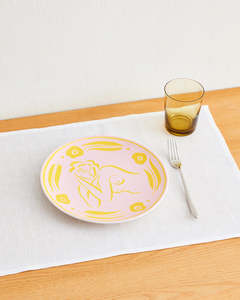 Liv & Dom x Bed Threads 'Amber Bloom' Ceramic Dinner Plate
