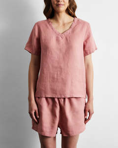 Pink Clay 100% French Flax Linen T-Shirt