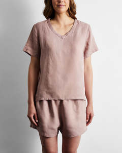 T Shirts: Lavender 100% French Flax Linen T-Shirt