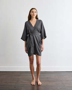 Robes: Cabana Short Robe in Charcoal