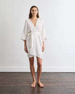 Robes: Cabana Short Robe in White