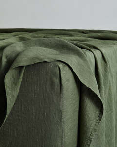 Olive Stripe 100% French Flax Linen Fitted Sheet