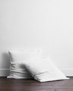 White 100 French Flax Linen Bedding: White 100% French Flax Linen European Pillowcases (Set of Two)