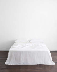 White 100% French Flax Linen Flat Sheet