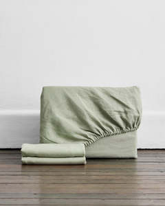 Sage 100 French Flax Linen Bedding: Sage 100% French Flax Linen Fitted Sheet Set