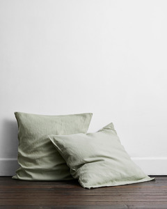Sage 100 French Flax Linen Bedding: Sage 100% French Flax Linen European Pillowcases (Set of Two)