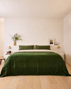 Olive 100 French Flax Linen Bedding: Olive & Oatmeal 100% French Flax Linen Quilt Bedding Bundle