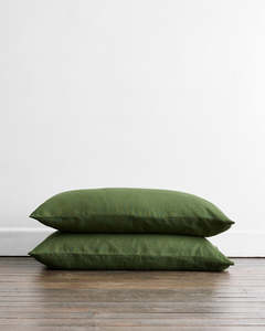 Olive 100 French Flax Linen Bedding: Olive 100% French Flax Linen King Pillowcases (Set of Two)