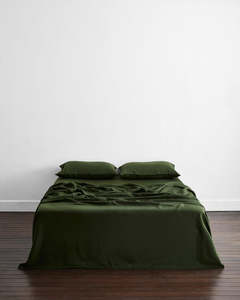 Olive 100 French Flax Linen Bedding: Olive 100% French Flax Linen Flat Sheet