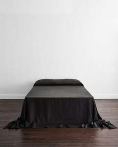Charcoal 100 French Flax Linen Bedding: Charcoal Heavy Linen Bed Cover