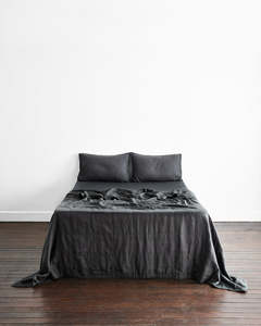 Charcoal 100 French Flax Linen Bedding: Charcoal Quilt