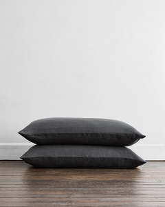 Charcoal 100% French Flax Linen King Pillowcases (Set of Two)