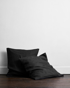 Charcoal 100 French Flax Linen Bedding: Charcoal 100% French Flax Linen European Pillowcases (Set of Two)