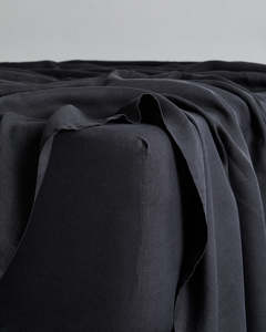 Charcoal 100% French Flax Linen Fitted Sheet