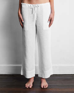 Picnicware: White 100% French Flax Linen Pants