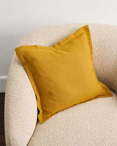 Heavy Linen Cushion Covers: Turmeric 100% French Flax Linen Cushion Cover