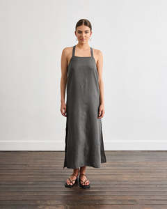 Boulevard Linen Maxi Dress in Charcoal