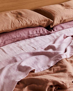 Terracotta, Rosewater & Lavender 100% French Flax Linen Bedding Bundle