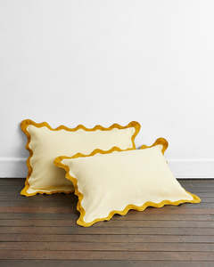 Introducing Limoncello: Limoncello & Turmeric 100% French Flax Linen Scalloped Pillowcases (Set of Two)
