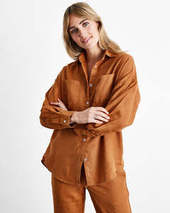 Allie Cameron Edit: Rust 100% French Flax Linen Long Sleeve Shirt