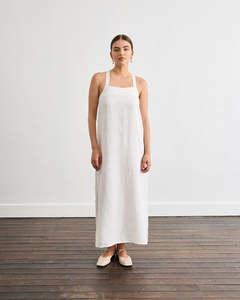Mothers Day Gifts: Boulevard Linen Maxi Dress in White
