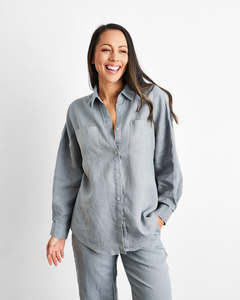 By Edit: Mineral 100% French Flax Linen Long Sleeve Shirt