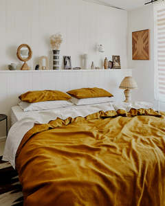 Turmeric & Oatmeal 100% French Flax Linen Bedding Bundle