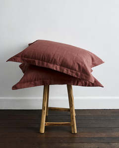 Cacao 100 French Flax Linen Bedding: Cacao Quilted Pillowcases (Set of Two)