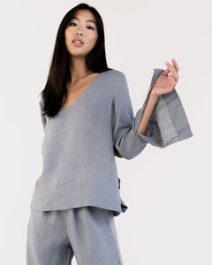 Last Chance Sleepwear: Mineral 100% French Flax Linen Top