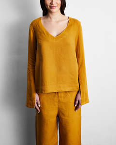 Last Chance Sleepwear: Turmeric 100% French Flax Linen Top