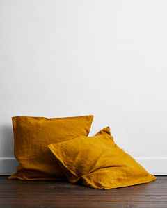 Bedding Gifts: Turmeric 100% French Flax Linen European Pillowcases (Set of Two)