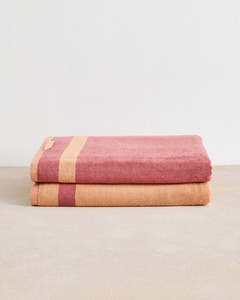 Terracotta & Pink Clay Heritage Bath Sheets (Set of Two)