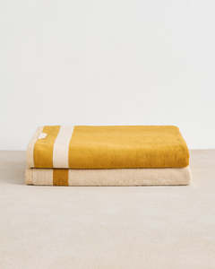 Crème & Turmeric Heritage Bath Sheets (Set of Two)