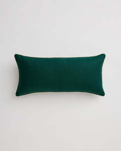 Forest & Crème 100% French Flax Linen Piped Lumbar Cushion Cover