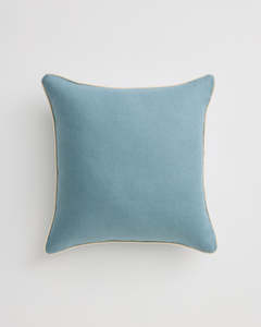 Lagoon & Crème 100% French Flax Linen Piped Cushion Cover