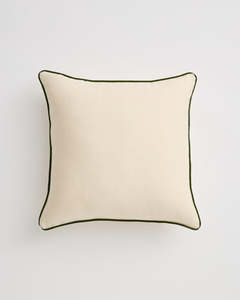 Crème & Olive 100% French Flax Linen Piped Cushion Cover