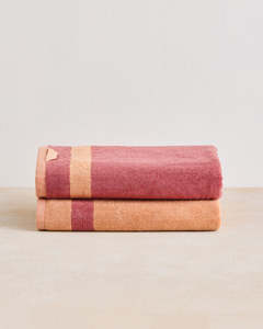 Bath: Terracotta & Pink Clay Two-Toned Bath Towels (Set of Two)