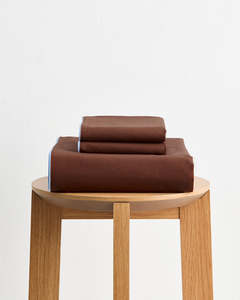 New: Espresso, Vanilla & Sky Piped 100% Organic Cotton Duvet Cover Set