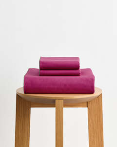 New: Berry, Bubblegum & Moss Piped 100% Organic Cotton Duvet Cover Set