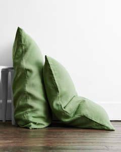 All: Pistachio 100% French Flax Linen Pillowcases (Set of Two)
