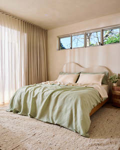 Sage 100 French Flax Linen Bedding: Sage & Crème 100% French Flax Linen Bedding Bundle