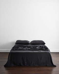 Charcoal 100% French Flax Linen Flat Sheet