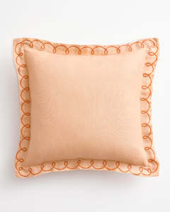 Terracotta & Pink Clay 100% French Flax Linen Swirl Cushion Cover